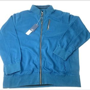 Cutter & Bucks Mens Sweater Blue Full Zip Long Sleeve Size 2XB/2TG Zip Pocket